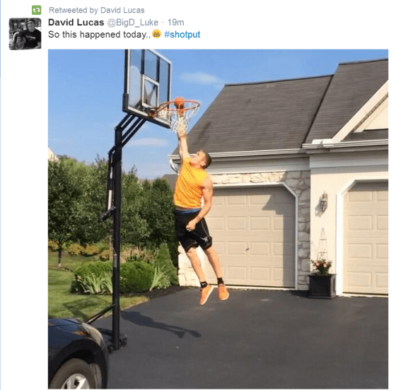 dunking a 12 lb shot put