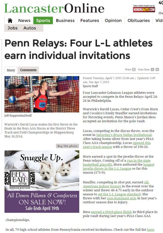 Penn Relays invite 2015